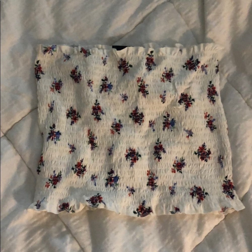 White Floral Tube Top